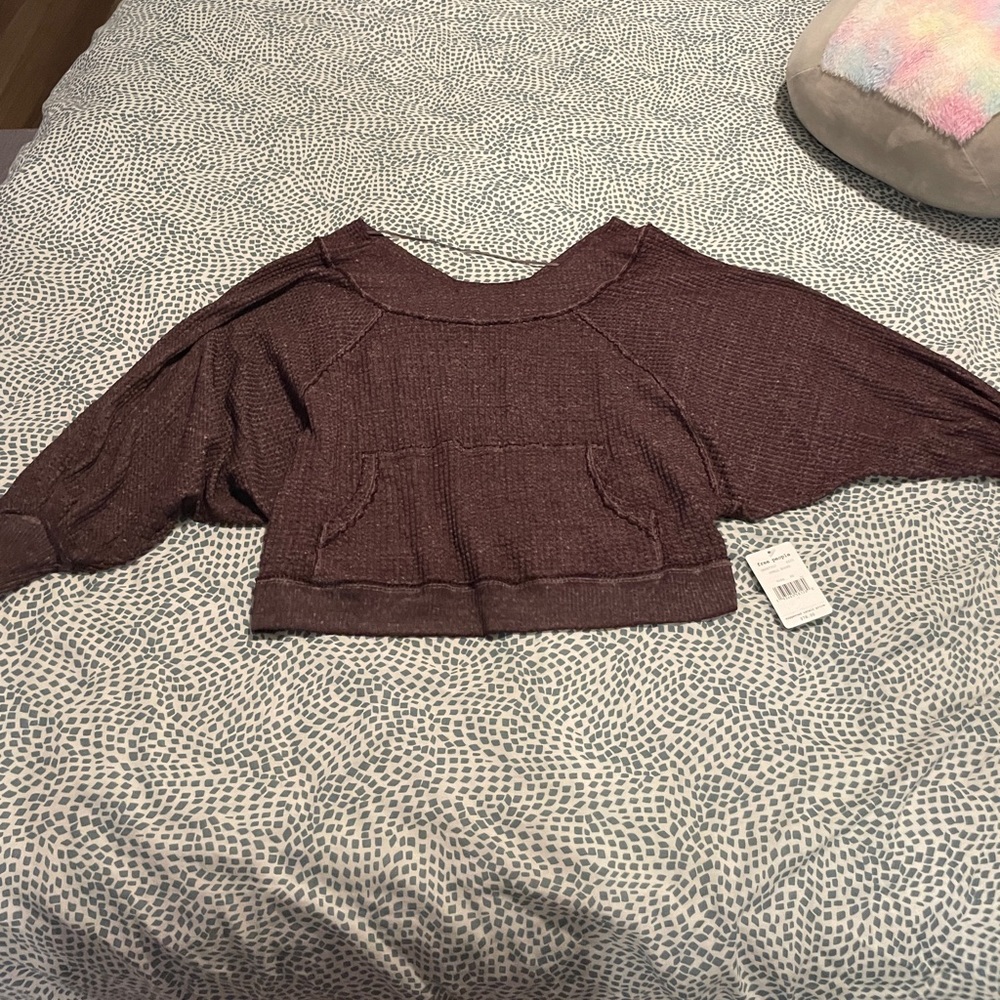 Brand new off the shoulder Free People waffle textured shirt